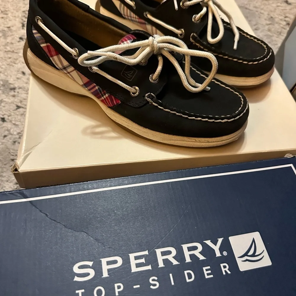 Sperry Top-Sider with Plaid Accents - Intrepid Navy / RWB Plaid Size 6 1/2 M - Picture 8 of 9